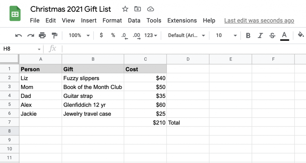 You can save money during the holidays by tracking everything in a Google Sheet.